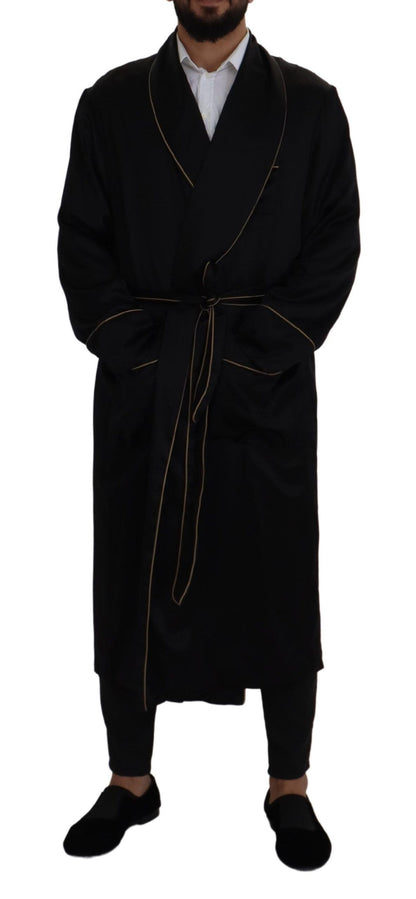 Dolce & Gabbana Manteau Robe en Soie Noire 100%