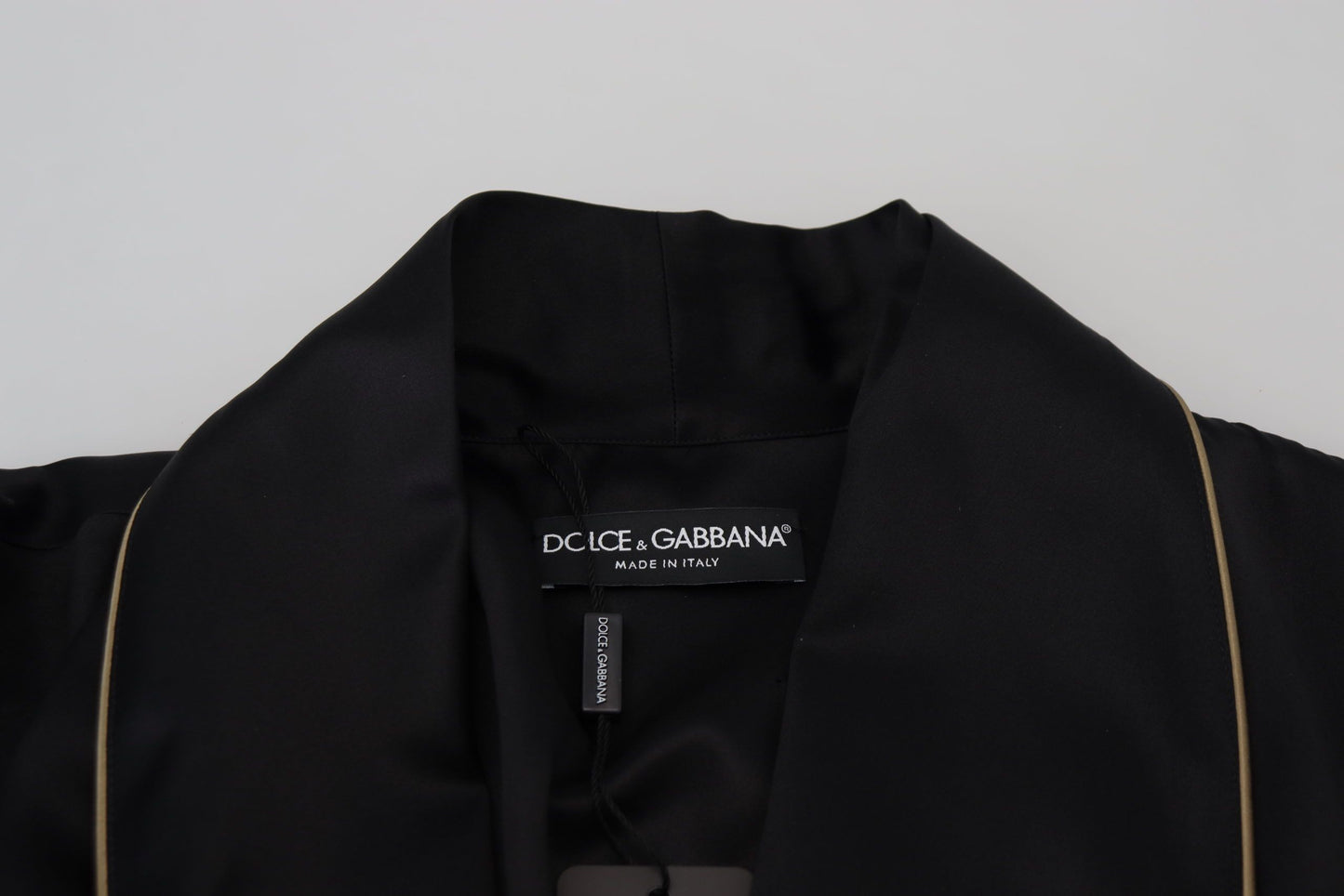 Dolce & Gabbana Manteau Robe en Soie Noire 100%