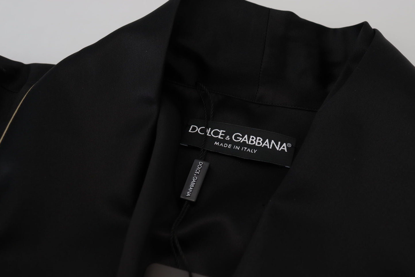Dolce & Gabbana Manteau Robe en Soie Noire 100%
