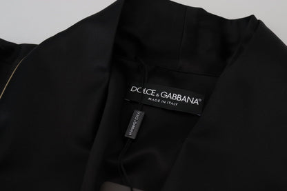 Dolce & Gabbana Manteau Robe en Soie Noire 100%
