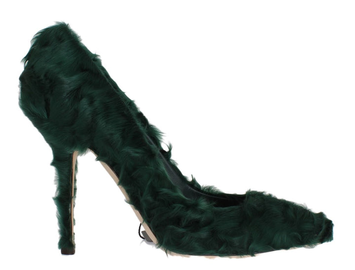 Escarpins en cuir d'agneau et fourrure verte Xiangao Dolce & Gabbana