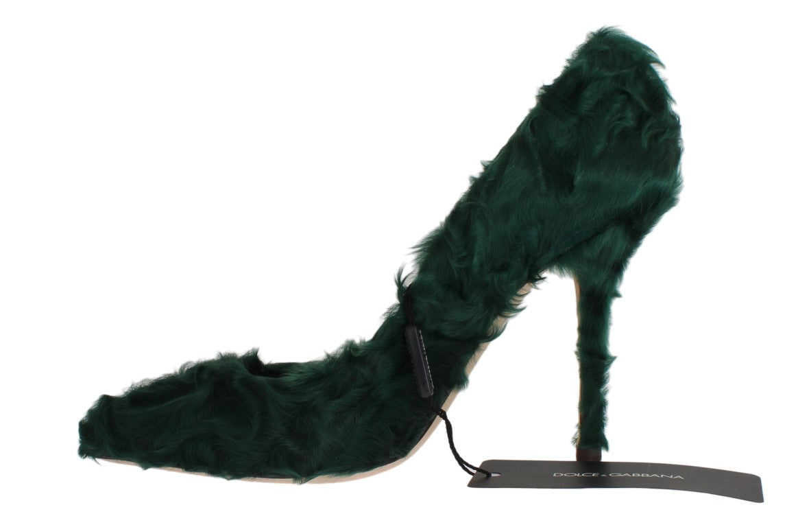 Escarpins en cuir d'agneau et fourrure verte Xiangao Dolce & Gabbana