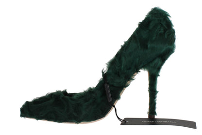 Escarpins en cuir d'agneau et fourrure verte Xiangao Dolce & Gabbana