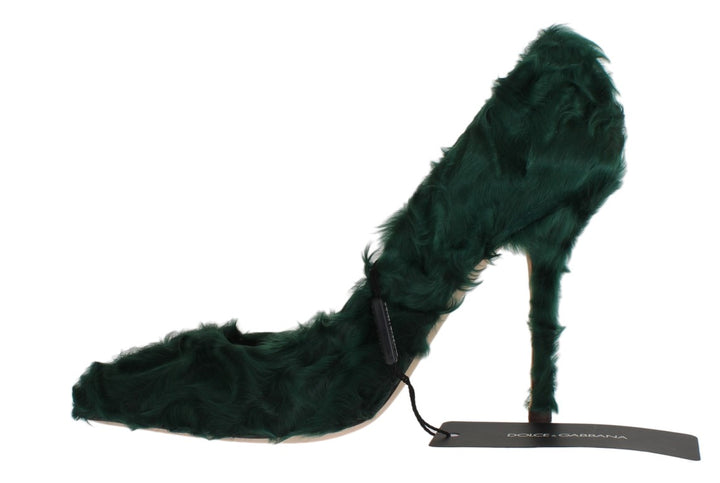 Escarpins en cuir d'agneau et fourrure verte Xiangao Dolce & Gabbana