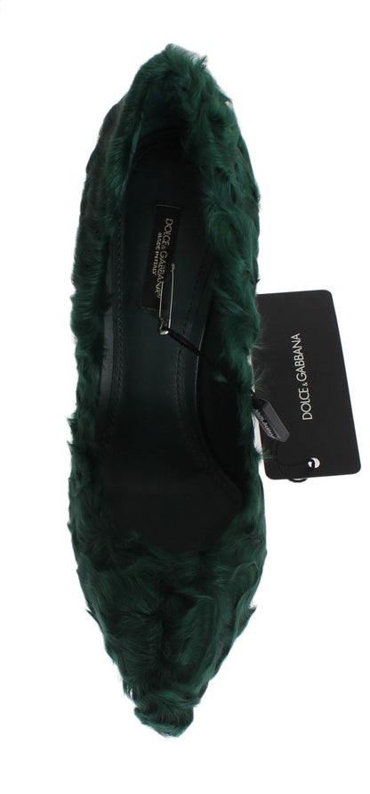 Escarpins en cuir d'agneau et fourrure verte Xiangao Dolce & Gabbana