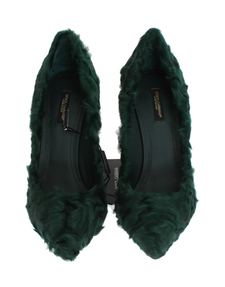 Escarpins en cuir d'agneau et fourrure verte Xiangao Dolce & Gabbana