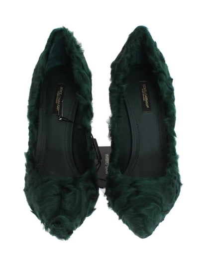 Escarpins en cuir d'agneau et fourrure verte Xiangao Dolce & Gabbana