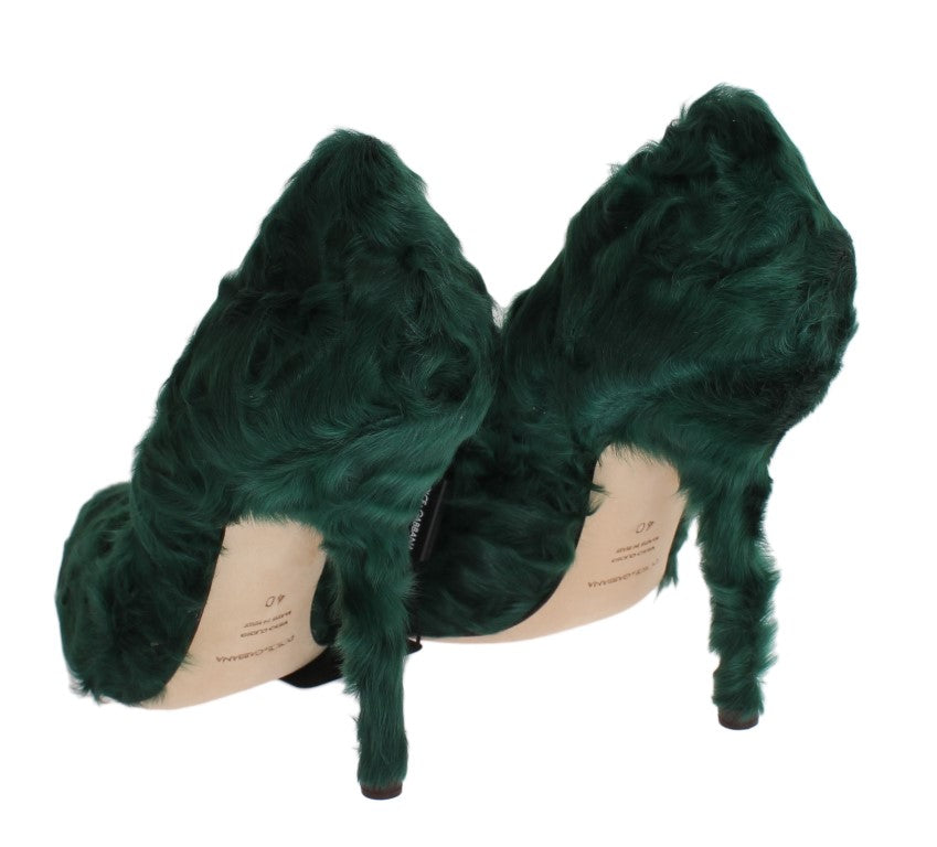 Escarpins en cuir d'agneau et fourrure verte Xiangao Dolce & Gabbana