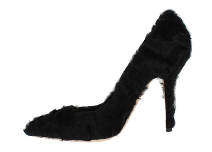 Escarpins en cuir d'agneau et fourrure Xiangao noirs Dolce & Gabbana
