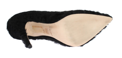 Escarpins en cuir d'agneau et fourrure Xiangao noirs Dolce & Gabbana