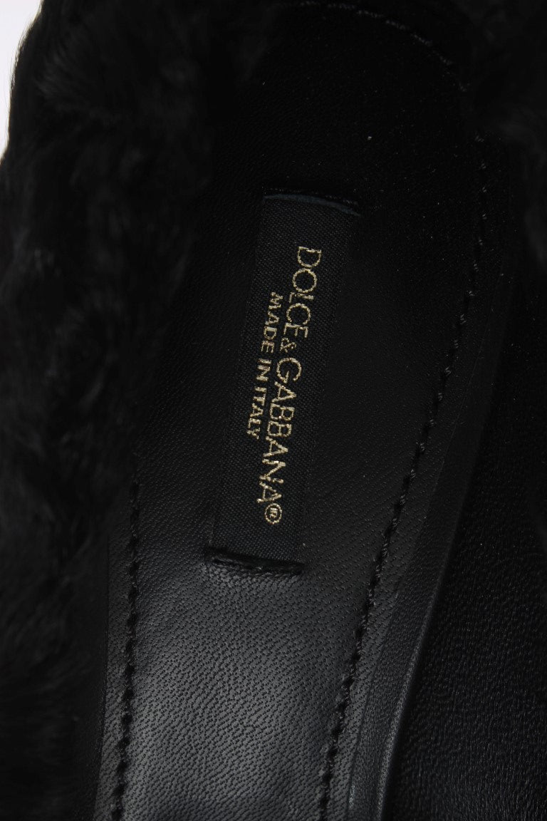 Escarpins en cuir d'agneau et fourrure Xiangao noirs Dolce & Gabbana