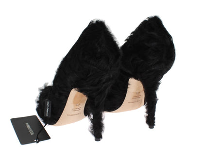 Escarpins en cuir d'agneau et fourrure Xiangao noirs Dolce & Gabbana
