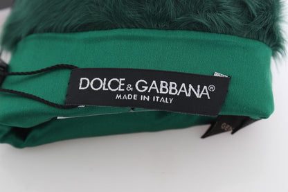 Gants longs en cuir vert et fourrure Xiangao Dolce & Gabbana