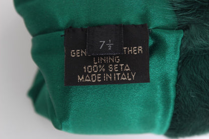 Gants longs en cuir vert et fourrure Xiangao Dolce & Gabbana