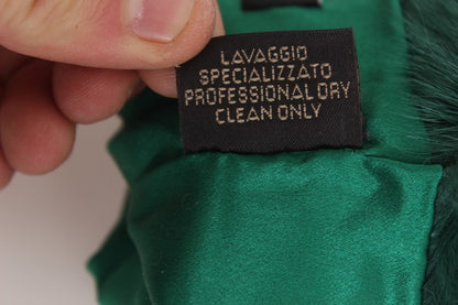 Gants longs en cuir vert et fourrure Xiangao Dolce & Gabbana
