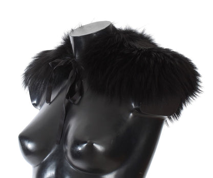 Écharpe col en fourrure de renard noire Dolce & Gabbana