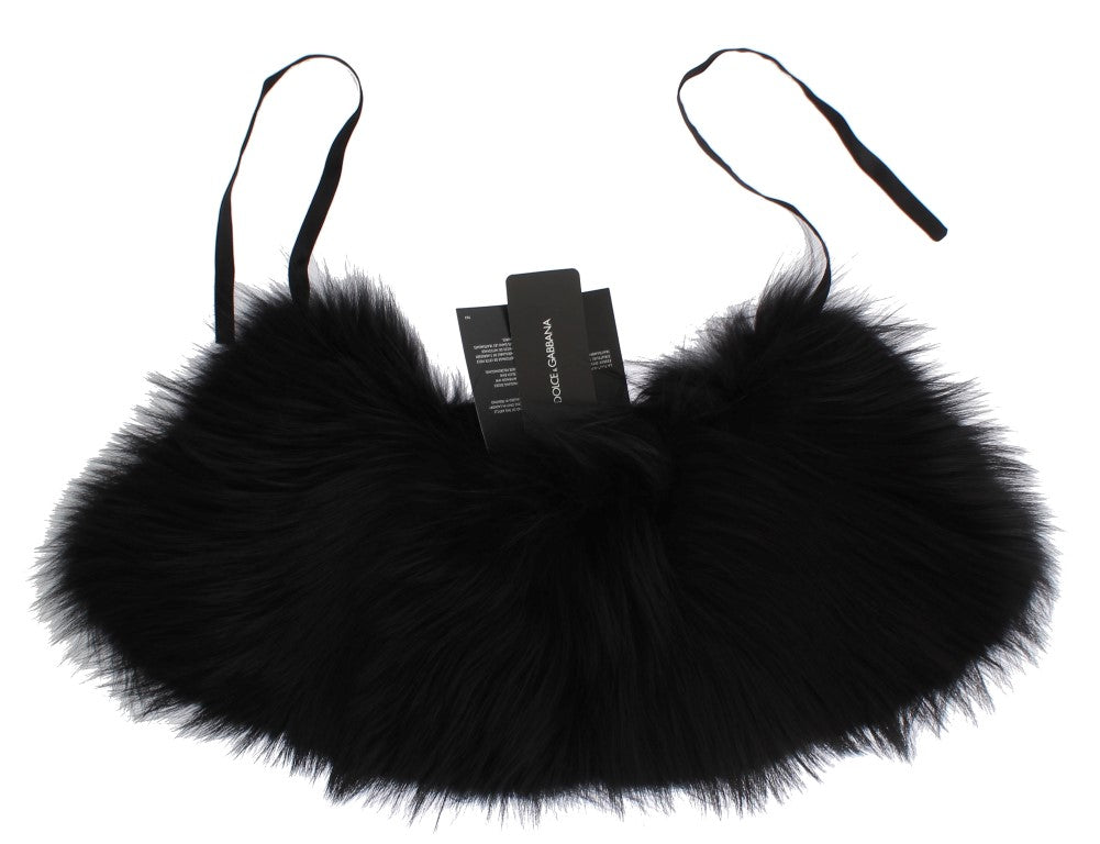 Écharpe col en fourrure de renard noire Dolce & Gabbana