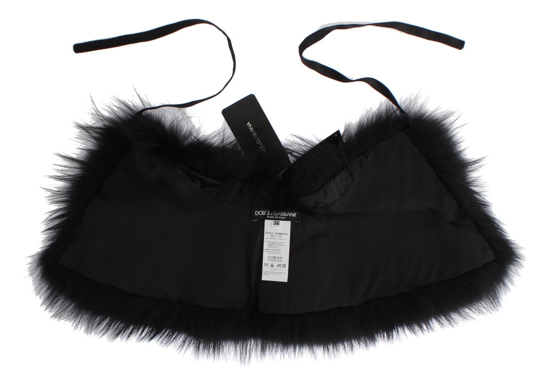 Écharpe col en fourrure de renard noire Dolce & Gabbana