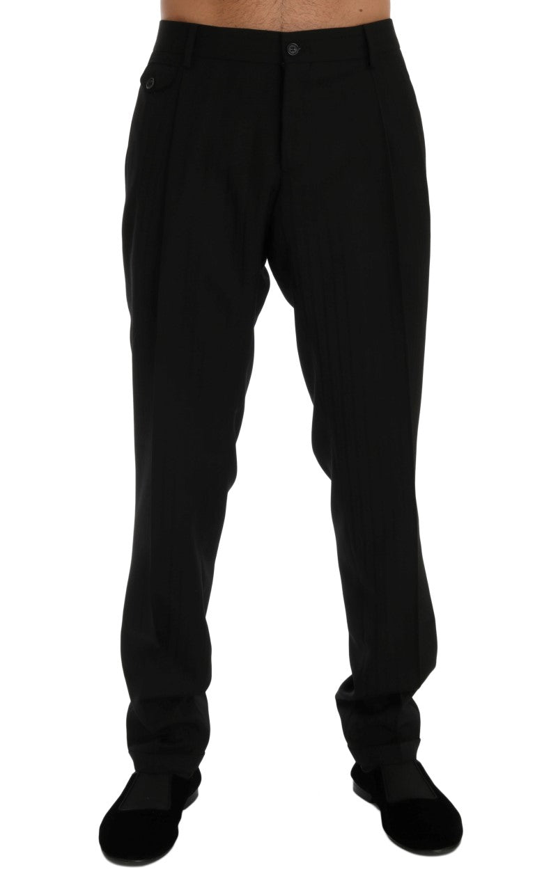 Pantalon stretch en laine rayée noir Dolce & Gabbana