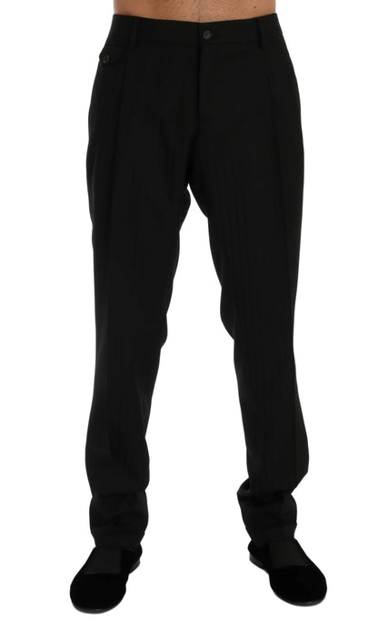 Pantalon stretch en laine rayée noir Dolce & Gabbana
