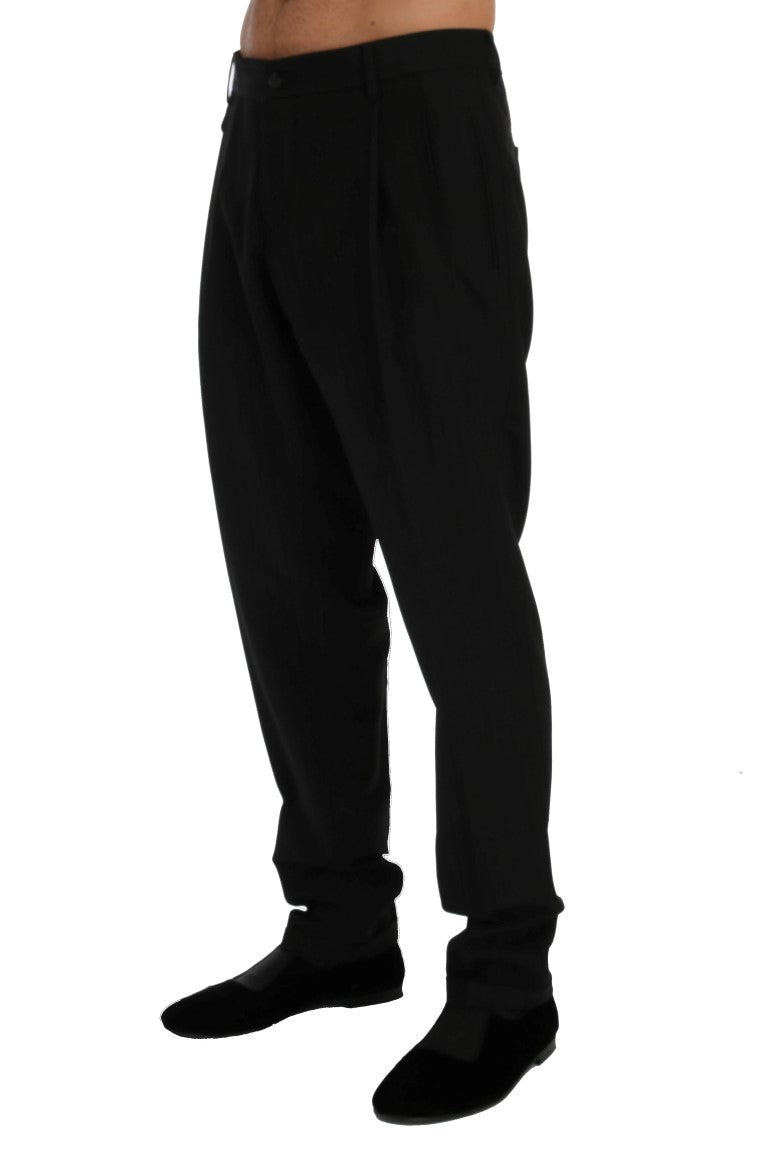 Pantalon stretch en laine rayée noir Dolce & Gabbana