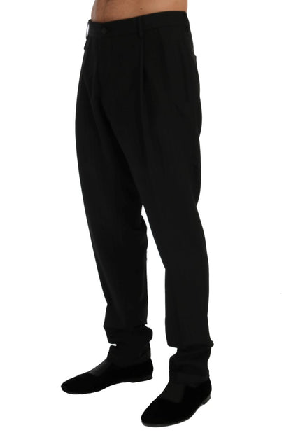 Pantalon stretch en laine rayée noir Dolce & Gabbana