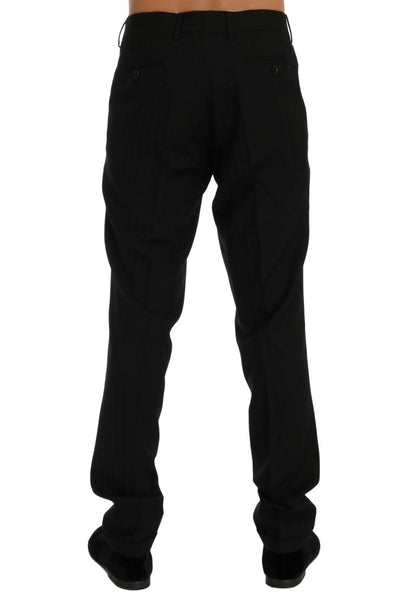 Pantalon stretch en laine rayée noir Dolce & Gabbana