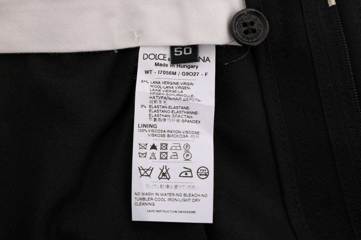 Pantalon stretch en laine rayée noir Dolce & Gabbana