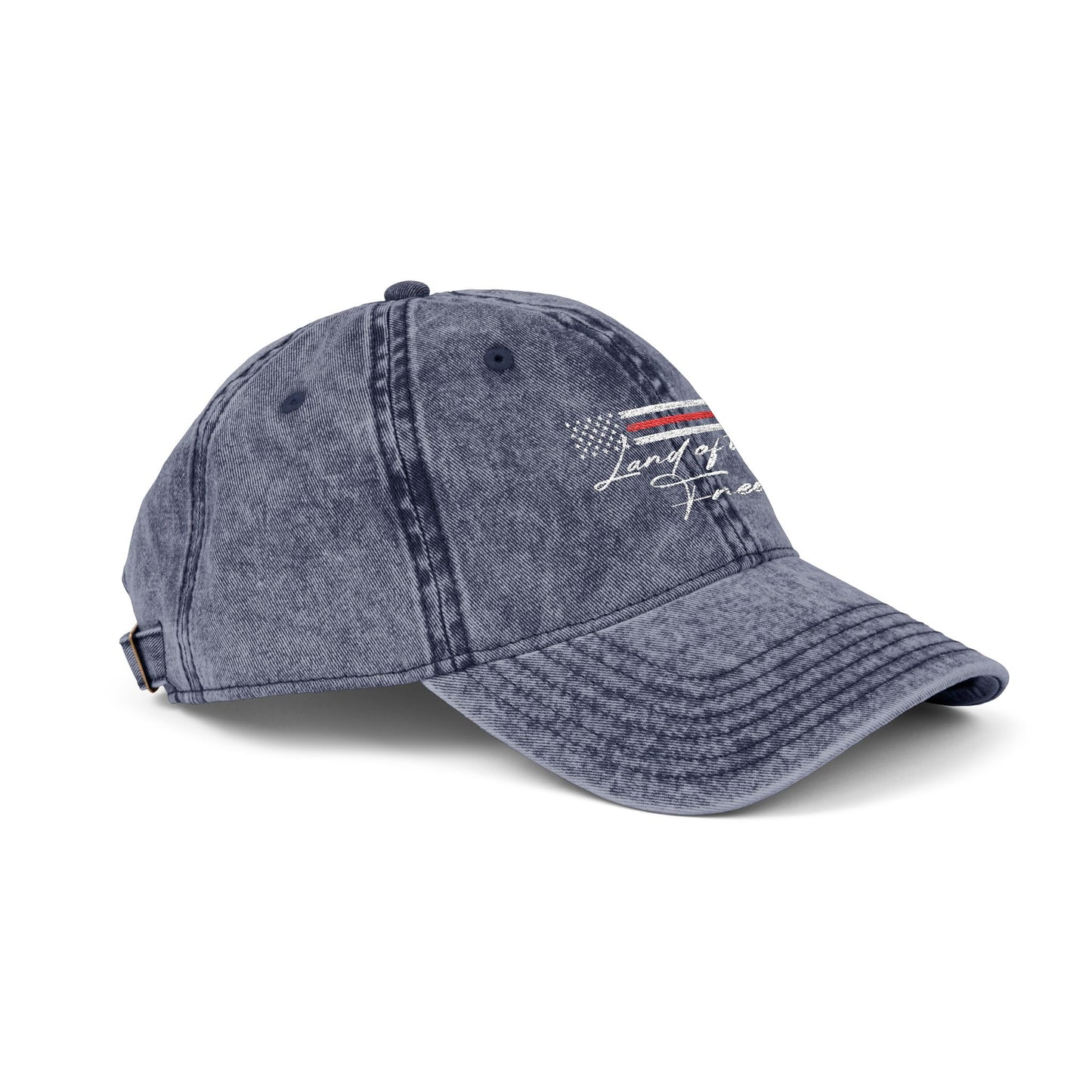 Hecho en EE. UU. | Gorra vintage desgastada con la bandera estadounidense "Land of the Free" | Gorra de béisbol bordada