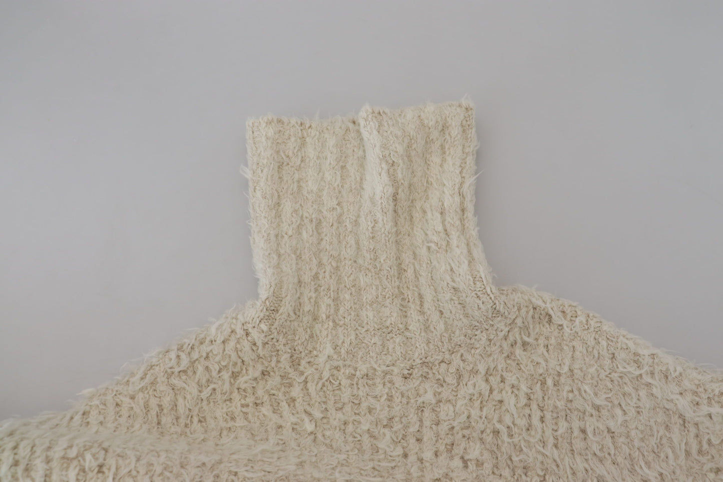 Pull en tricot de laine crème à col roulé Dolce & Gabbana