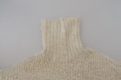 Pull en tricot de laine crème à col roulé Dolce & Gabbana