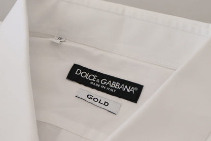 Chemise de cérémonie DOLCE & GABBANA en coton blanc avec motif plumes de paon DORÉ