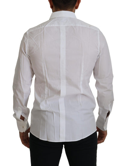 Chemise de cérémonie DOLCE & GABBANA en coton blanc avec motif plumes de paon DORÉ