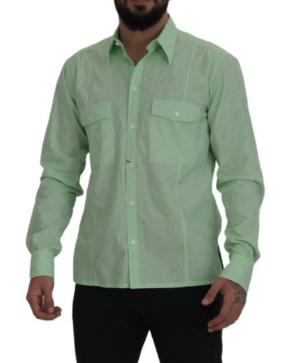 Chemise Dolce & Gabbana vert menthe à manches longues et boutonnée