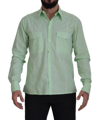 Chemise Dolce & Gabbana vert menthe à manches longues et boutonnée
