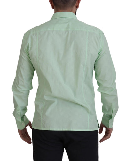 Chemise Dolce & Gabbana vert menthe à manches longues et boutonnée