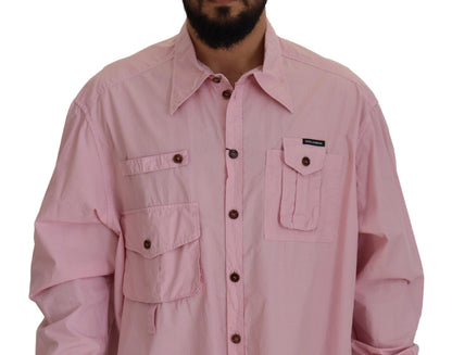 Chemise décontractée à manches longues boutonnée rose Dolce & Gabbana