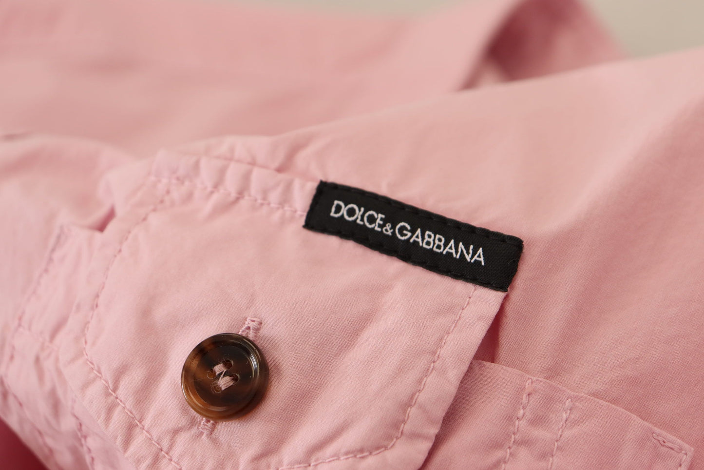 Chemise décontractée à manches longues boutonnée rose Dolce & Gabbana