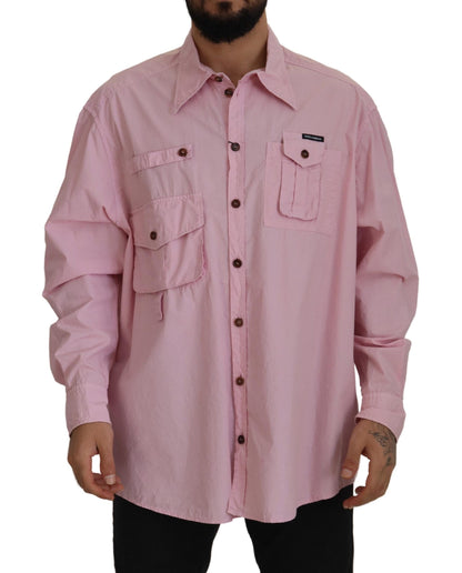 Chemise décontractée à manches longues boutonnée rose Dolce & Gabbana