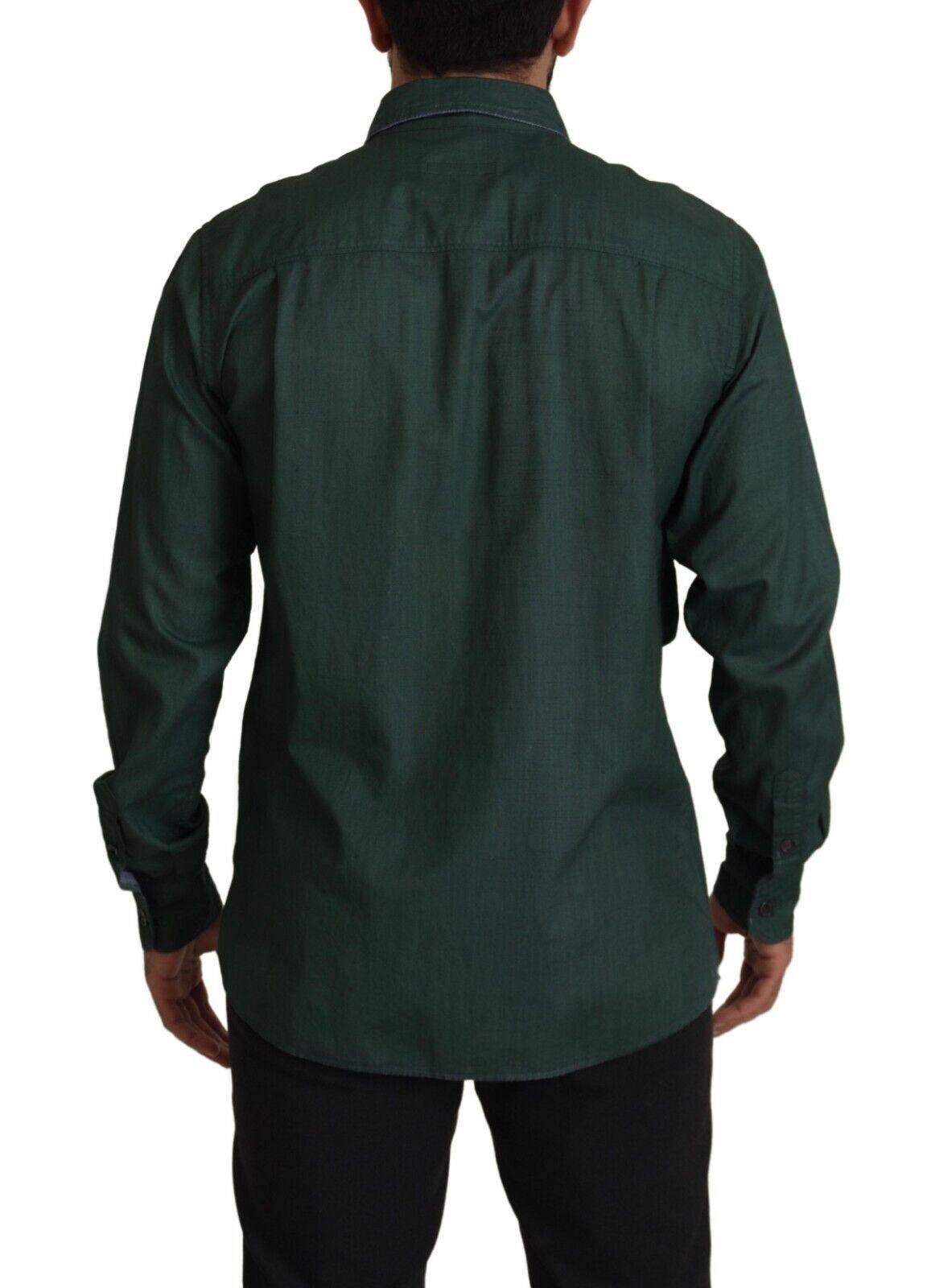 Chemise Dolce & Gabbana vert foncé à manches longues et boutonnage frontal