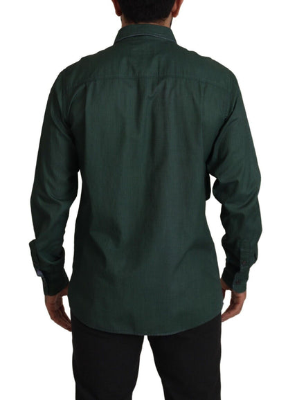 Chemise Dolce & Gabbana vert foncé à manches longues et boutonnage frontal