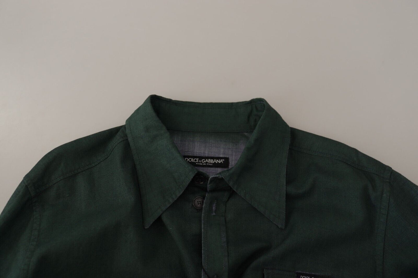 Chemise Dolce & Gabbana vert foncé à manches longues et boutonnage frontal