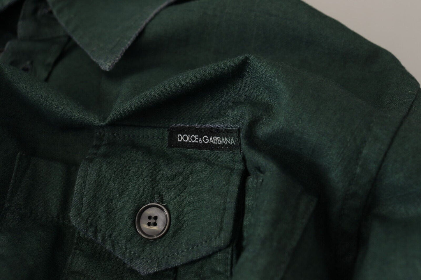 Chemise Dolce & Gabbana vert foncé à manches longues et boutonnage frontal