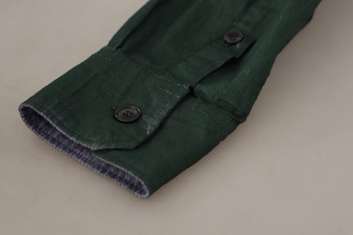 Chemise Dolce & Gabbana vert foncé à manches longues et boutonnage frontal