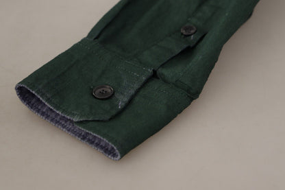 Chemise Dolce & Gabbana vert foncé à manches longues et boutonnage frontal