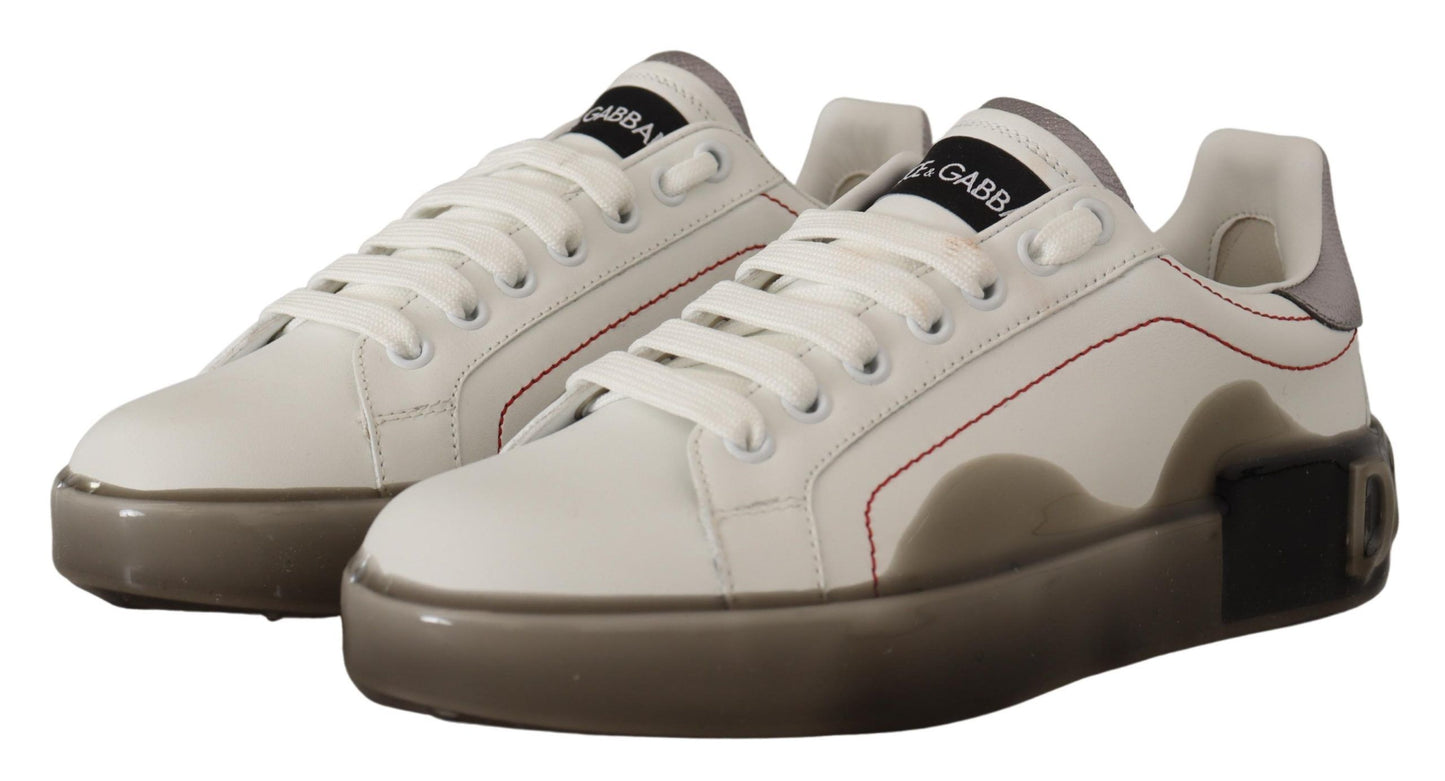 Chaussures en cuir blanc Dolce & Gabbana Baskets Portofino à logo pour femme