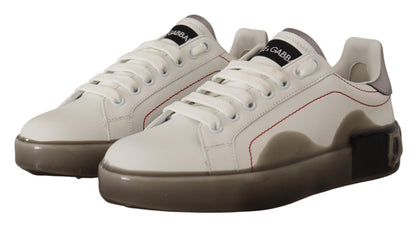 Chaussures en cuir blanc Dolce & Gabbana Baskets Portofino à logo pour femme