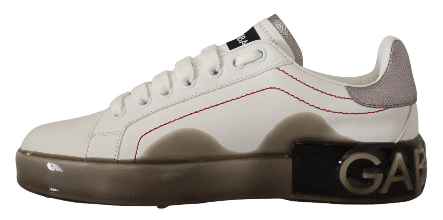 Chaussures en cuir blanc Dolce & Gabbana Baskets Portofino à logo pour femme