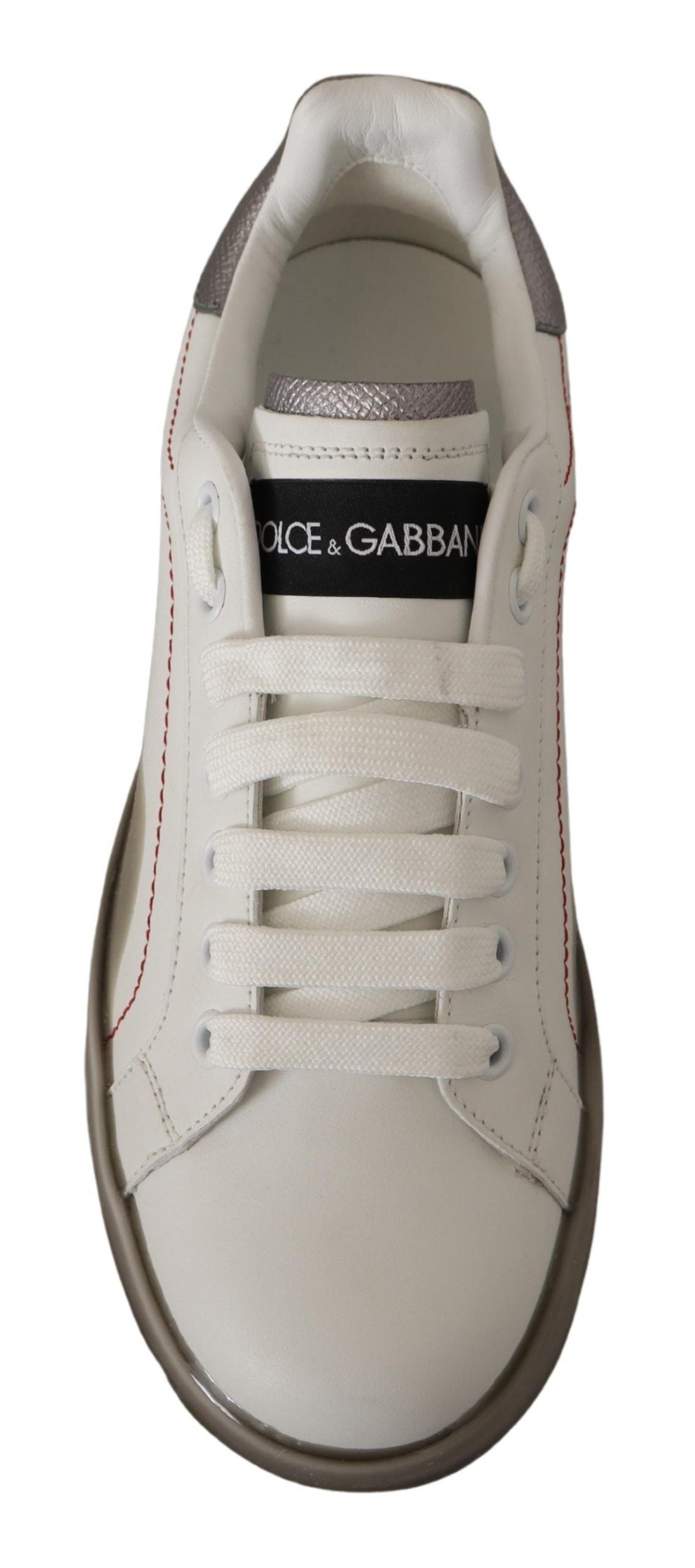 Chaussures en cuir blanc Dolce & Gabbana Baskets Portofino à logo pour femme
