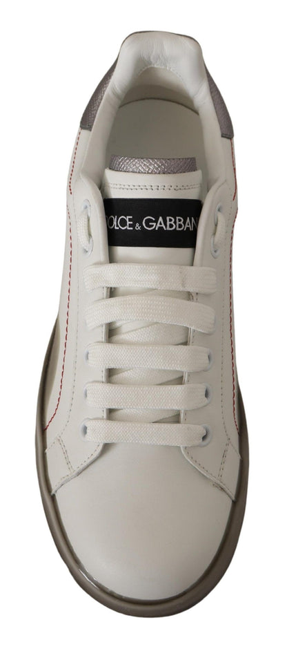 Chaussures en cuir blanc Dolce & Gabbana Baskets Portofino à logo pour femme